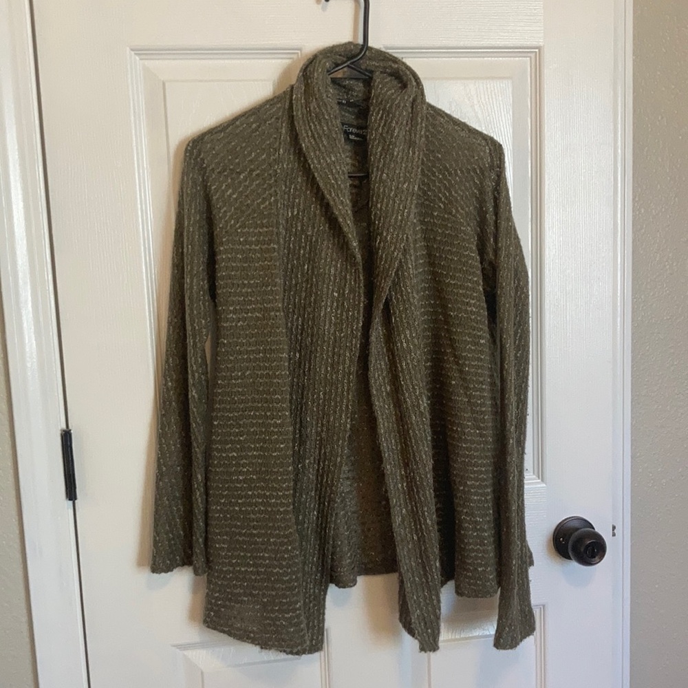 fuzzy marled cardigan